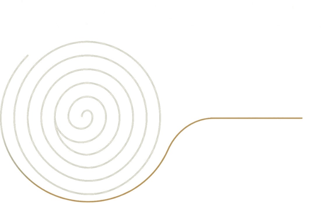 Eine Spirale, aus der eine Linie nach aussen führt